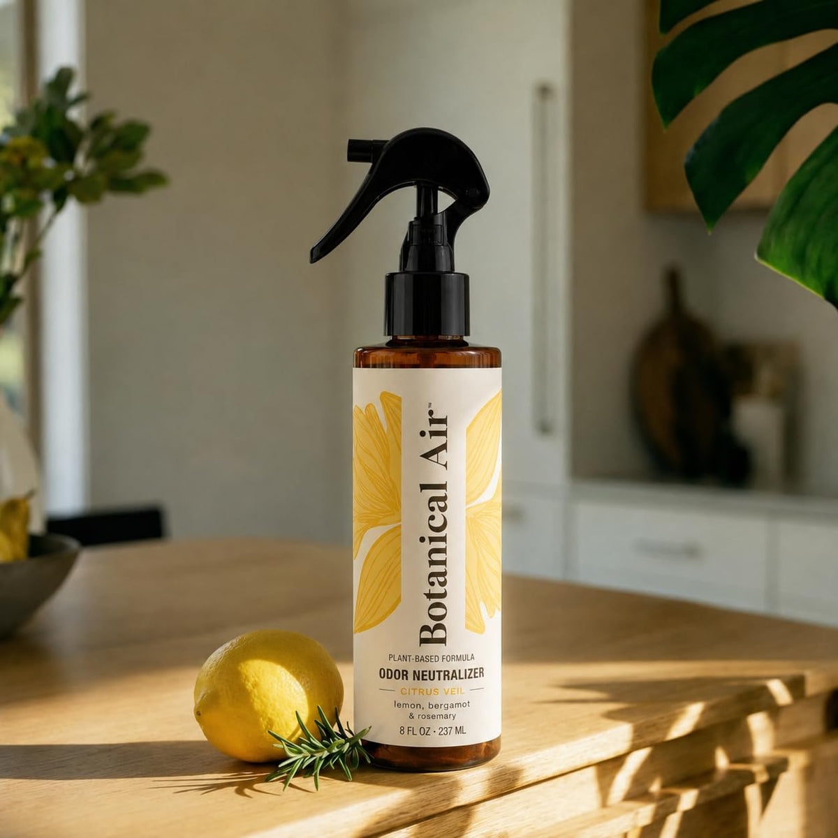 Plant-Based Odor Eliminator Spray – Natural Essential Oil Air Freshener for Home, Bathroom, Fabrics & Pet Areas – 8 Oz (Citrus Veil)