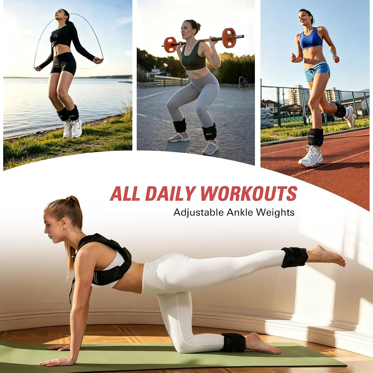 Ankle Weights Adjustable 10Lb for Women Men