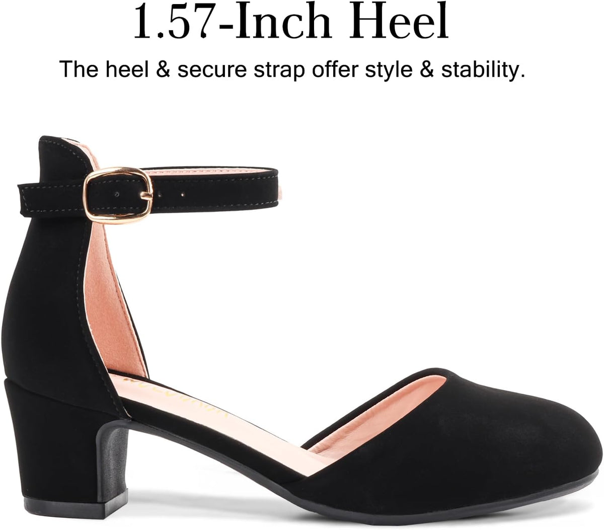 Girls Dress Shoes Closed Toe Kids Heels Ankle Strap