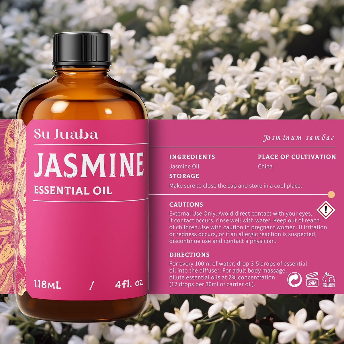 Jasmine Essential Oil for Diffuser, Hair & DIY Perfume