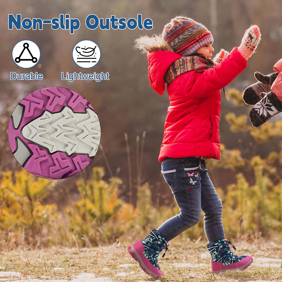 Toddler Snow Boots Boys Girls Kids Winter Waterproof Shoes