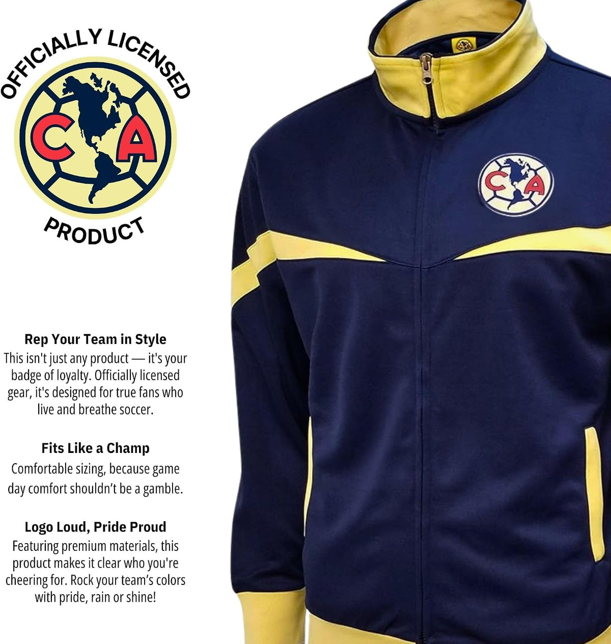 Officially Licensed Club America Soccer Track Jacket - Unisex Adult