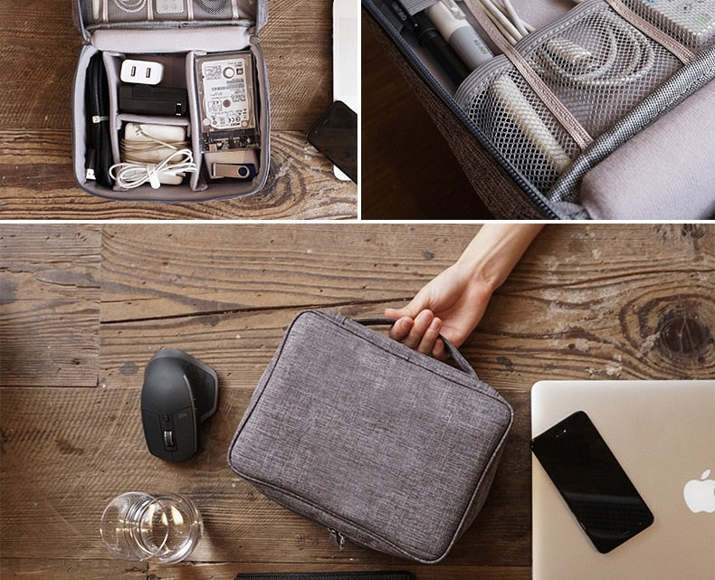 Travel Cable Bag Portable Digital USB Gadget Organizer Charger Wires Cosmetic Zipper Storage Pouch kit Case Accessories Supplies
