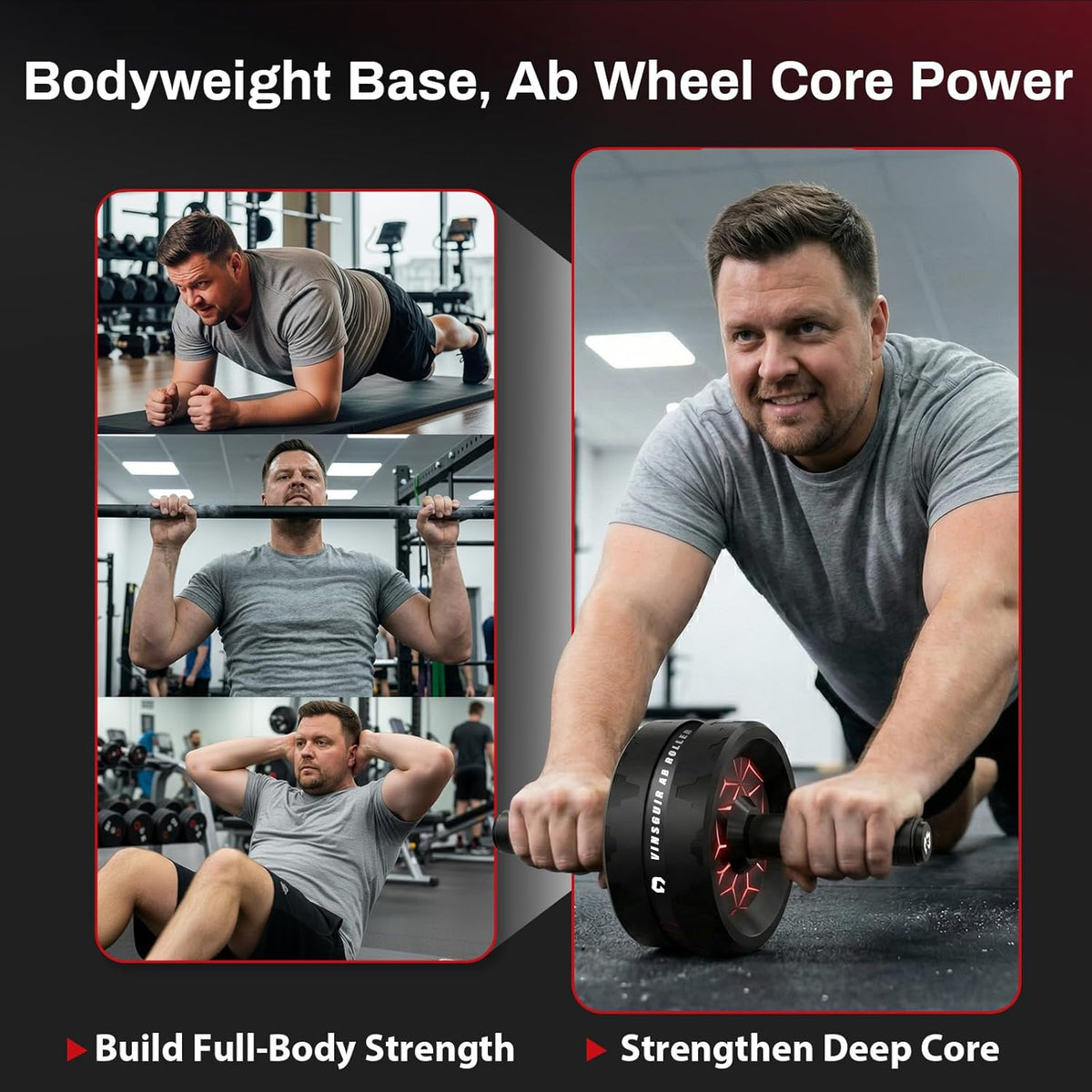 Ab Roller Wheel for Home Gym, Abs & Core Strength Workout with Knee Pad Set