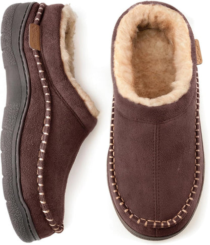Men'S Slip on Moccasin Slippers Indoor Outdoor