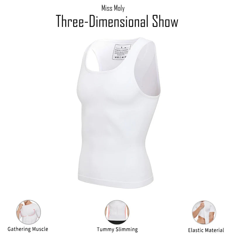 Mens Slimming Body Shaper Chest Compression Shirts Gynecomastia Abdomen Slim Vest Tummy Control Shapewear Waist Trainer Corset
