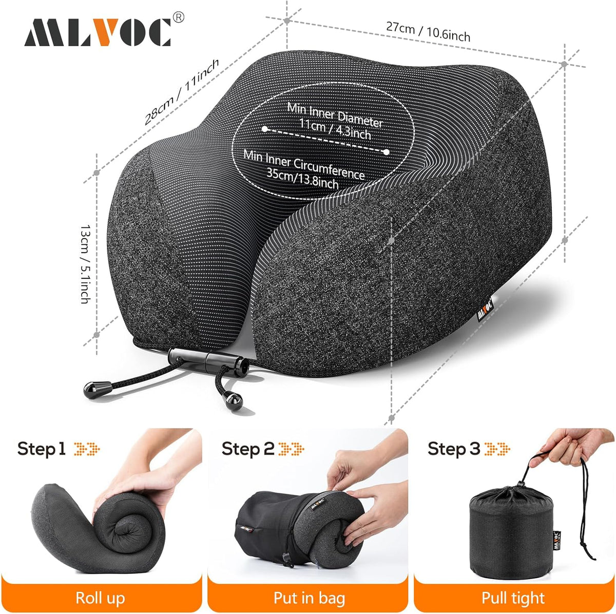 Airplane Travel Neck Pillow for Sleeping, 3D-Eye Mask & Earplugs Kit
