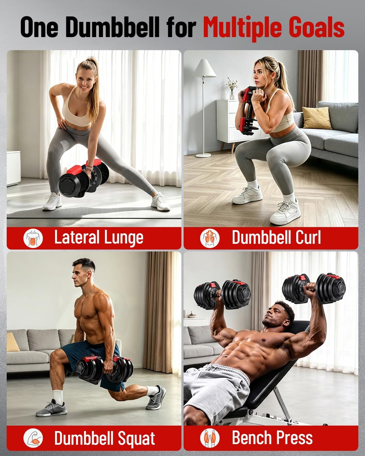 28/40/50/90 Lbs Adjustable Dumbbell Set, Adjustable Dumbbells