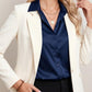 Women Satin Silk Button down Shirt Ladies Long Sleeve Tops V Neck Loose Blouse Dressy Business Casual Work Tunic Fall