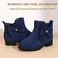 Toddler Girls Ankle Boots Pearls Bow Low Heel Dress Booties