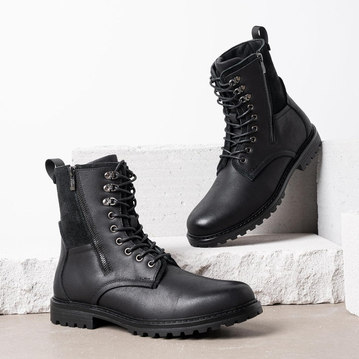 Boots for Men Leather Casual Shoes Combat Boots