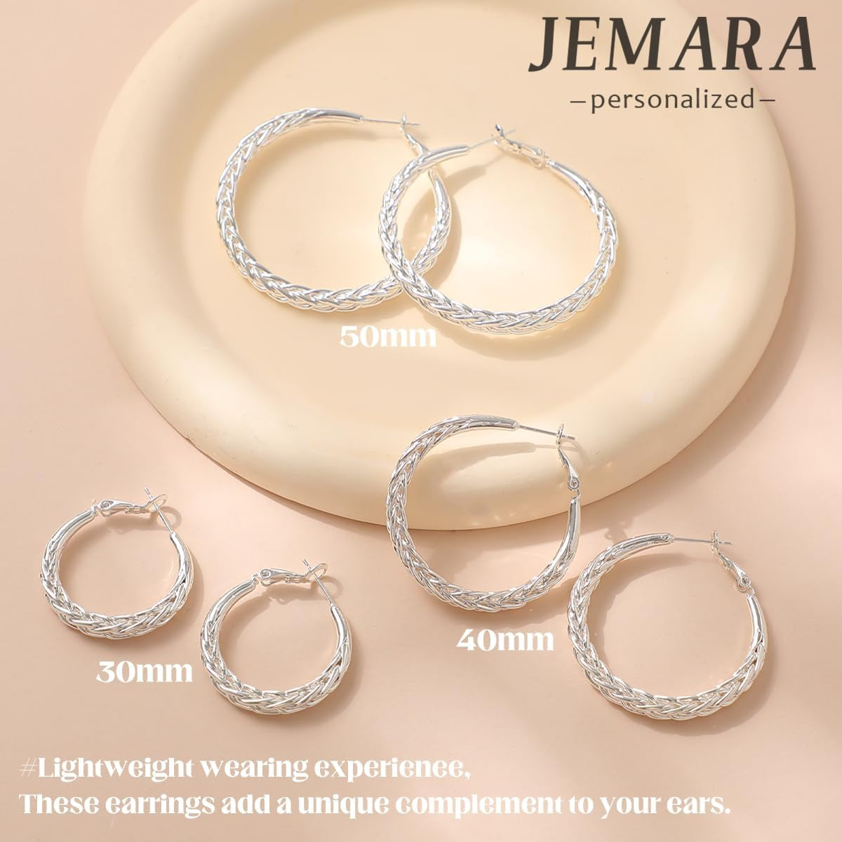 Sterling Silver Hoop Earrings Hypoallergenic Thick Silver Earrings