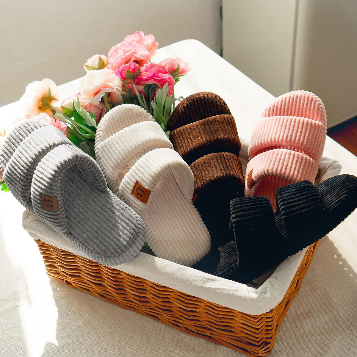 Slippers for Women Memory Foam Open Toe Indoor House Shoes Gifts