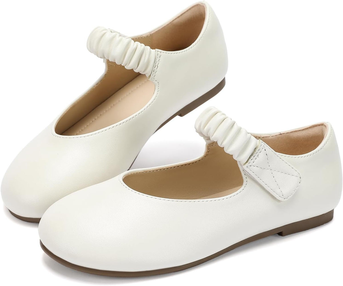 Girls Mary Jane Shoes Soft Sole Comfortable Ballerina Flat Ballet Dress Shoes for Little Kids Patent Leather School Wedding Party Wide Feet Friendly