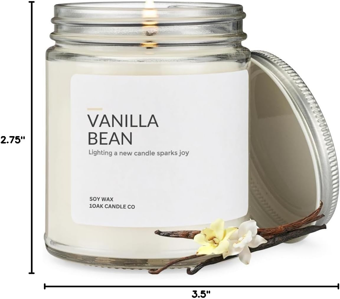 Vanilla Bean Candle - Vanilla Candles for Home - Soy Wax Scented Candles - Hand-Poured (7Oz.)