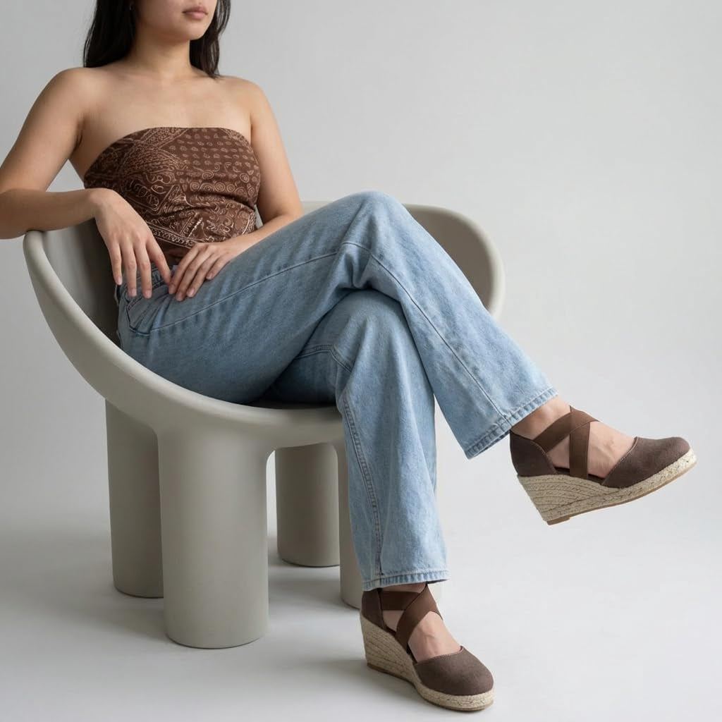 Chica Espadrille Wedge Sandals for Women Slip on Closed Toe Women Shoes with Elastic Straps and Stylish Everyday Comfort