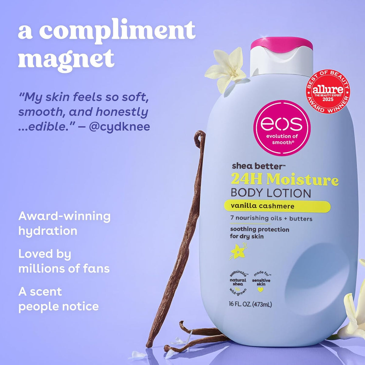 Shea Better Body Lotion- Vanilla Cashmere, 24-Hour Moisture, 16 Fl Oz