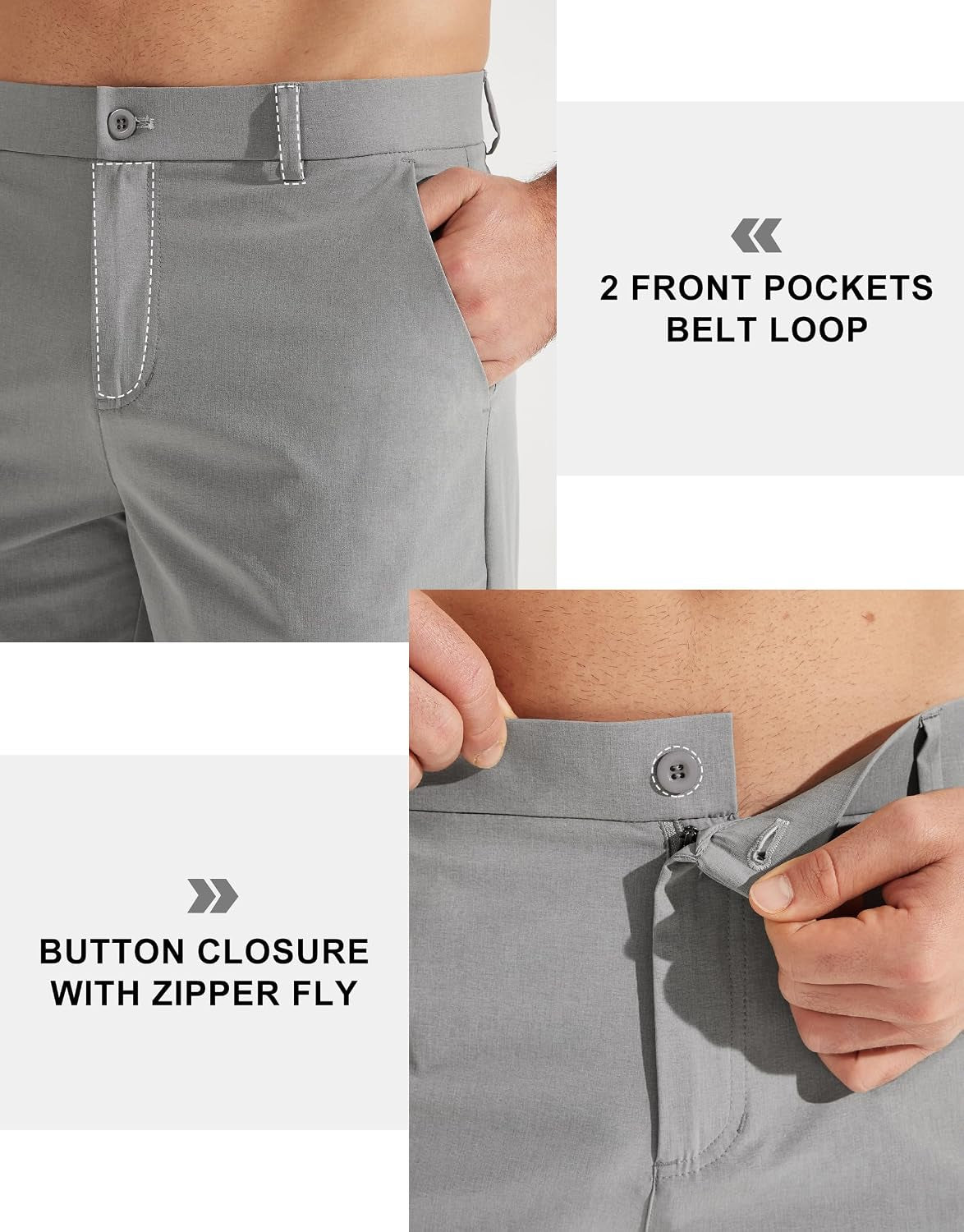 Mens Golf Pants Stretch Work Dress Pants 30"/32"/34" Quick Dry Lightweight Casual Comfy Trousers with Pockets