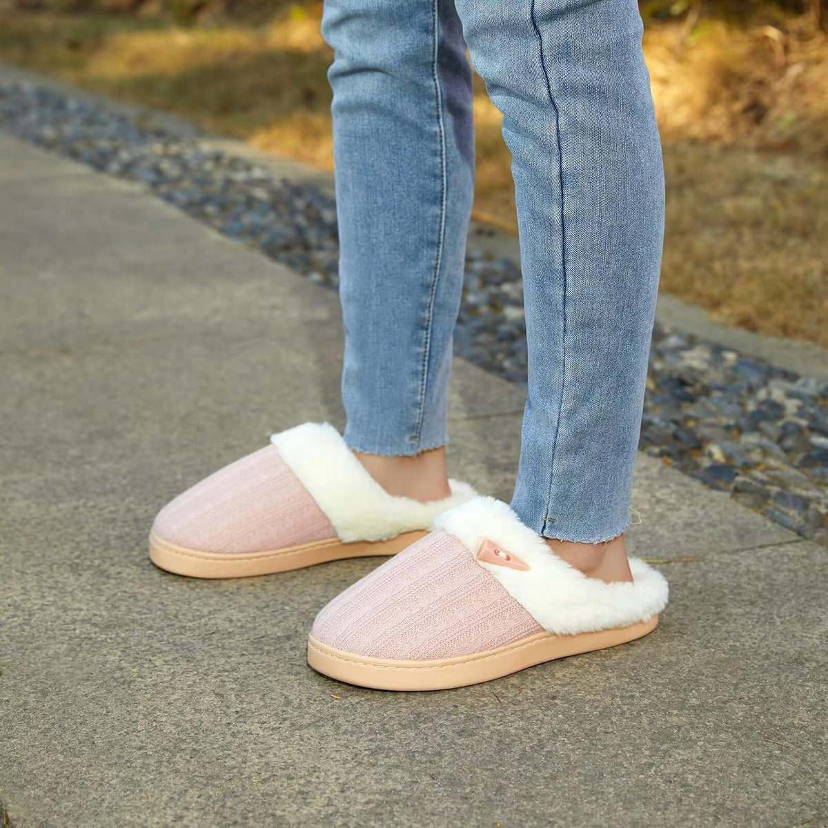 Women'S Fuzzy House Slippers Memory Foam Cute Ladies Home Shoes