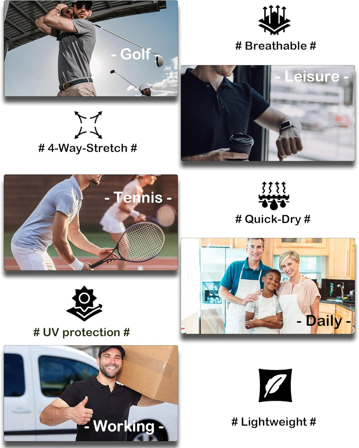 5 Pack Polo Shirts for Men Short Sleeve Collared Golf Polos