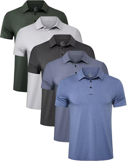 5 Pack Men'S Polo Shirts Short Sleeve Golf T Shirt Performance Casual