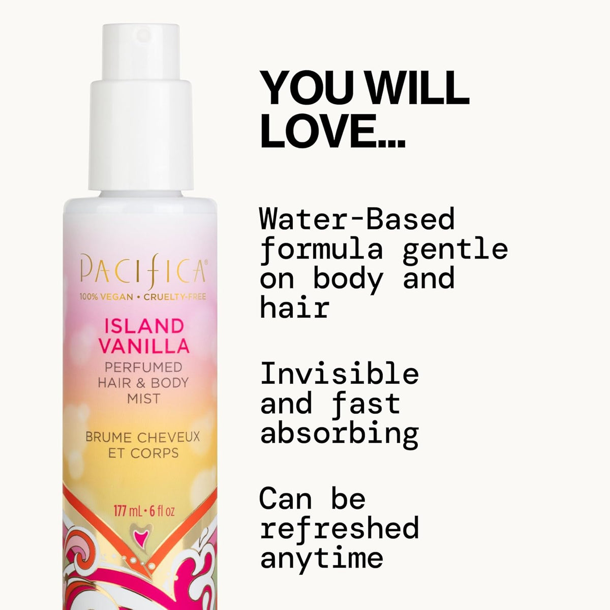 Island Vanilla Hair Mist Perfume and Full Body Spray for Women - Fragrance Spray for a Mood-Lifting Experience, Paraben-Free, Clean Beauty No Alcohol, Vegan & Cruelty-Free, 6 Oz Oz