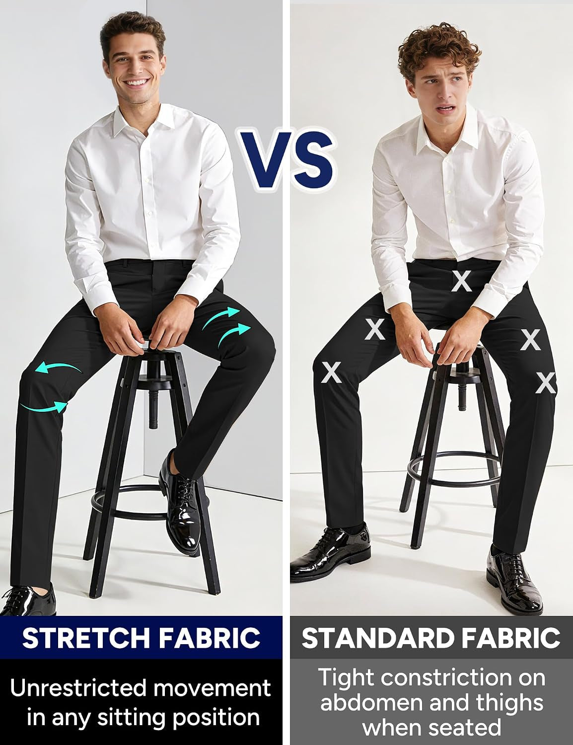 4 Way Stretch Men’S Dress Pants Wrinkle Resistant Non Iron
