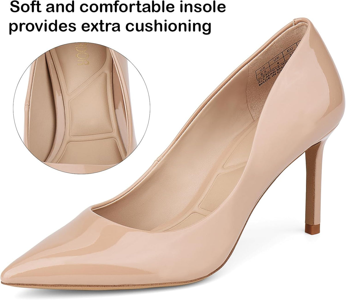 Women'S Comfortable Stiletto Pumps 3 Inch Elegant Gorgeous Closed Pointed Toe Slip on Solid High Heels for Ladies Wedding Dress Shoes