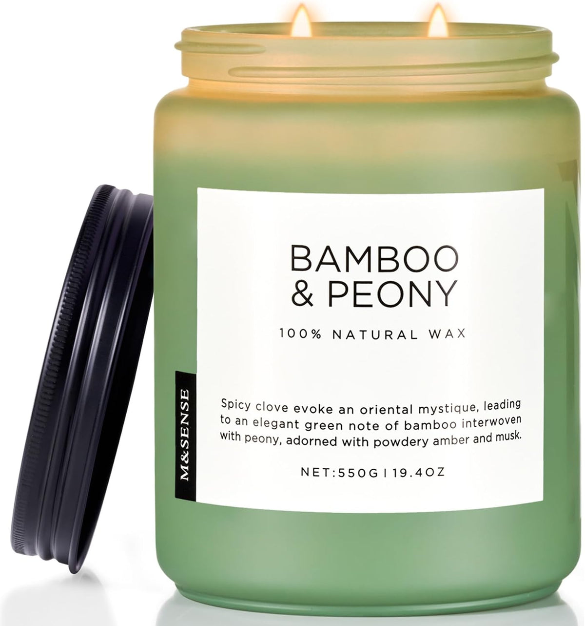Bamboo Peony Scented Candles for Home, Large 19.4Oz Organic Soy Wax