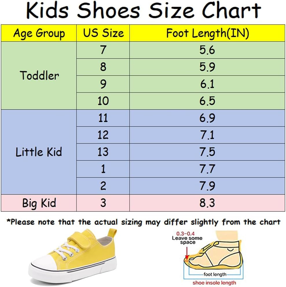 Toddler Boys and Girls Sneakers Low Top Adjustable Strap Canvas Shoes for Kids