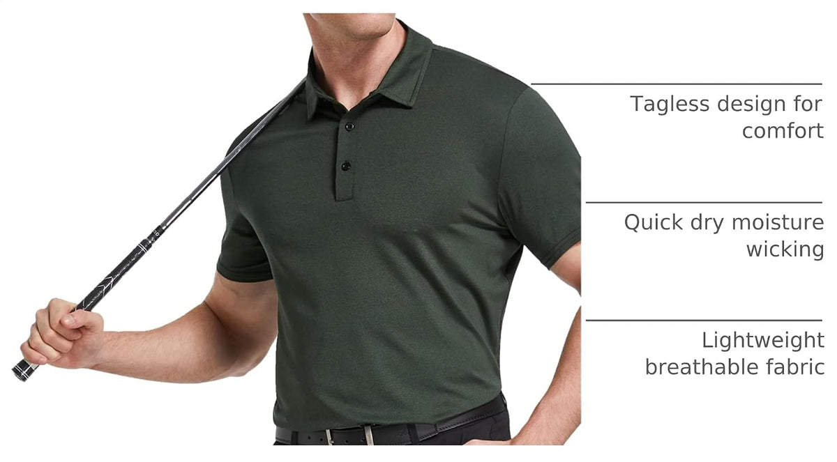 5 Pack Men'S Polo Shirts Short Sleeve Golf T Shirt Performance Casual