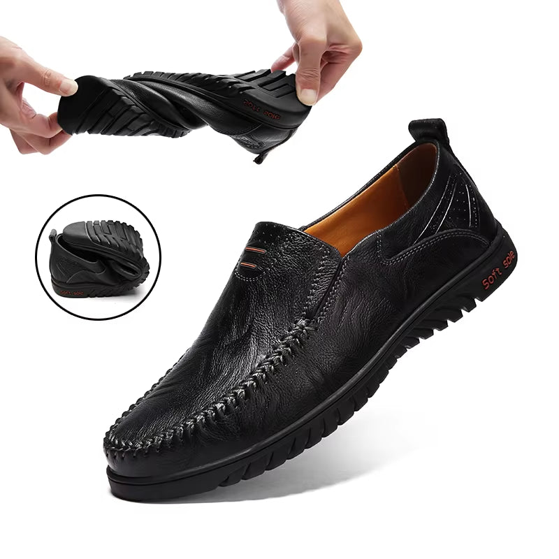 Genuine Leather Men Shoes Luxury Brand 2022 Casual Slip on Formal Loafers Men Moccasins Italian Black Male Driving Shoes