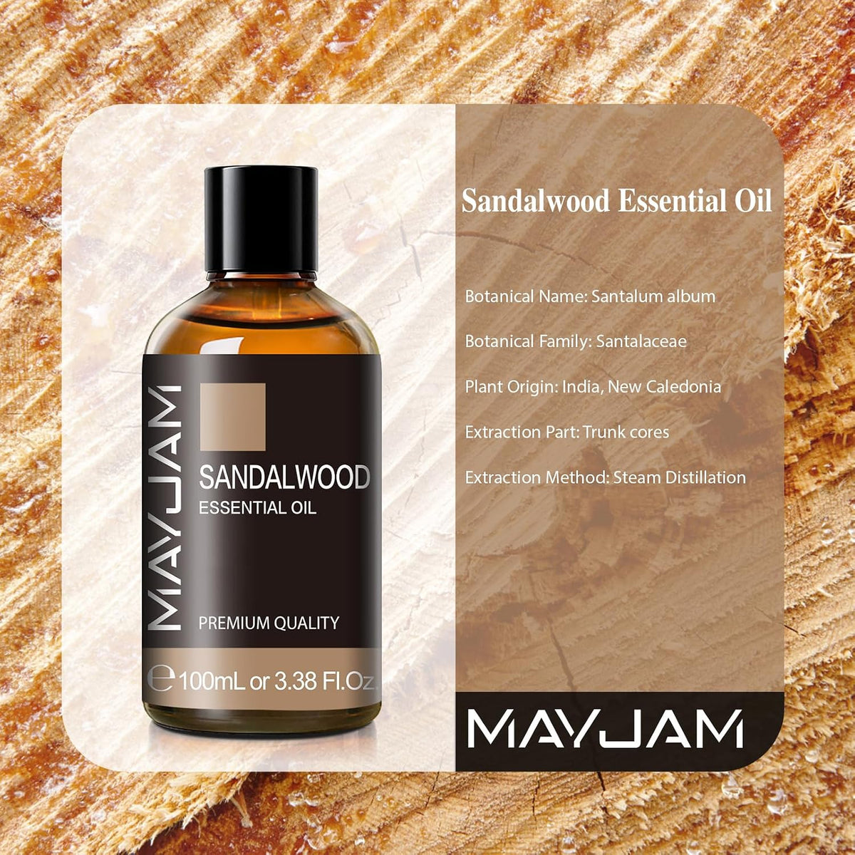 Sandalwood Essential Oil for Diffuser Soap Candle Making, 3.38FL.OZ