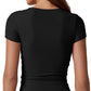 Short Sleeve Shirts for Women round Neck Basic Double Lined Tees Fitted Y2K Crop Tops