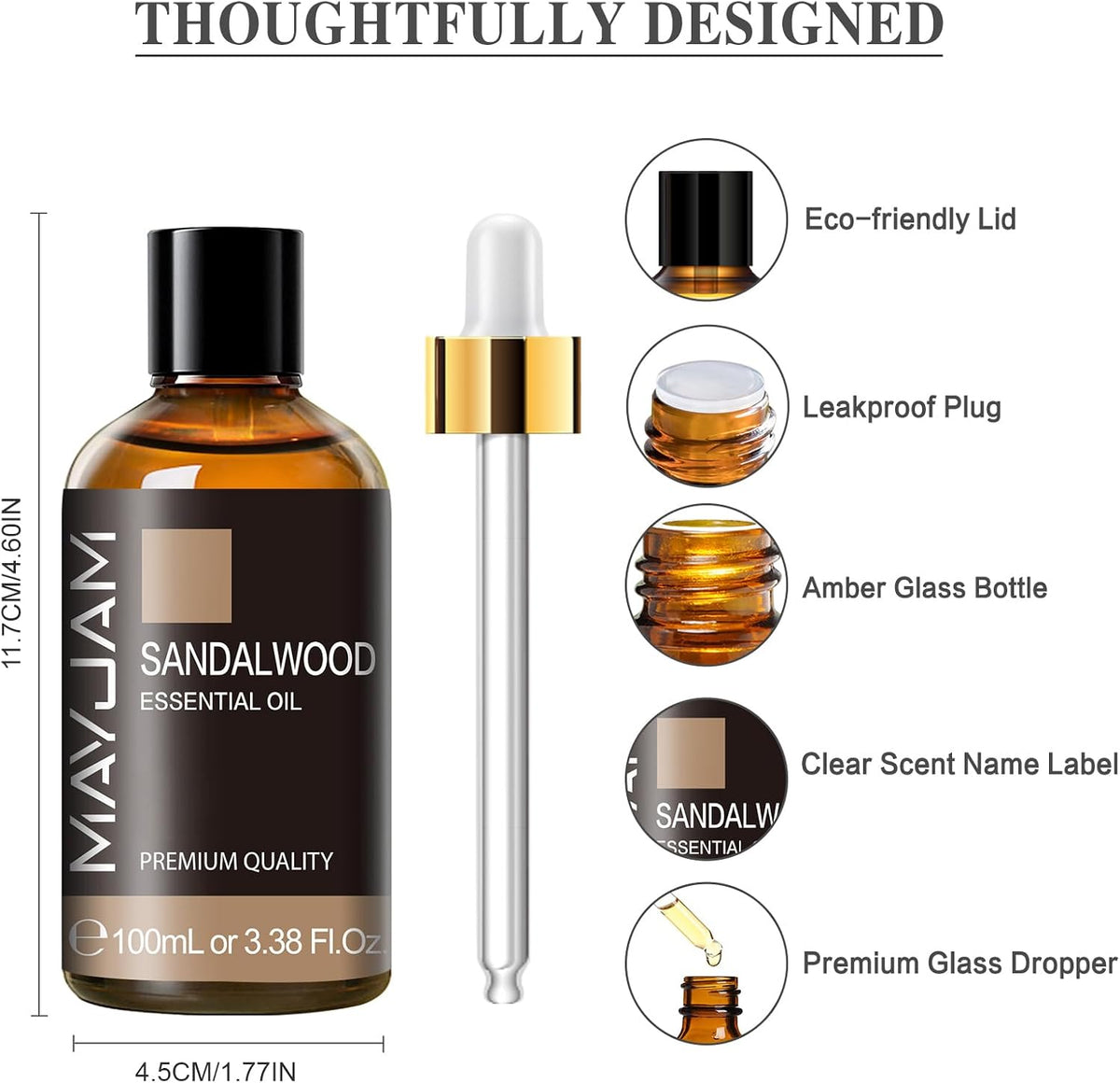 Sandalwood Essential Oil for Diffuser Soap Candle Making, 3.38FL.OZ