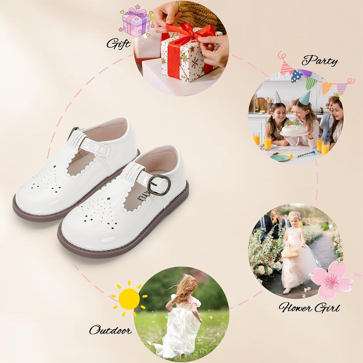Wide Toe Box Toddler Mary Jane Dress Shoes Girl Ballet Flats