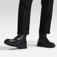 Mens Dress Boots, Genuine Leather Brogue Wingtip Mens Casual Oxford Boots with Side Zipper, Comfortable Formal Lace up Chukka Ankle Boot for Men