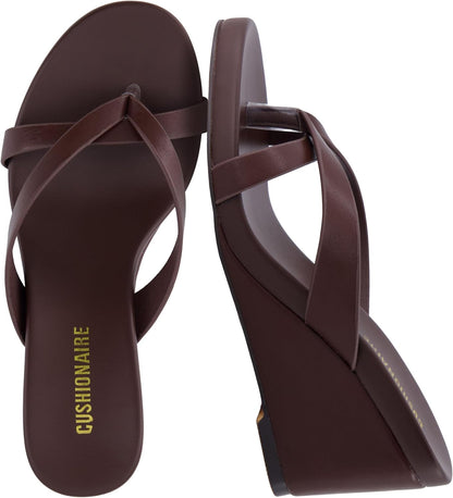 Mona Slip-On Lightweight Womens Sandals, Comfortable Wedge Flip Flops for Women with Crossover Strap