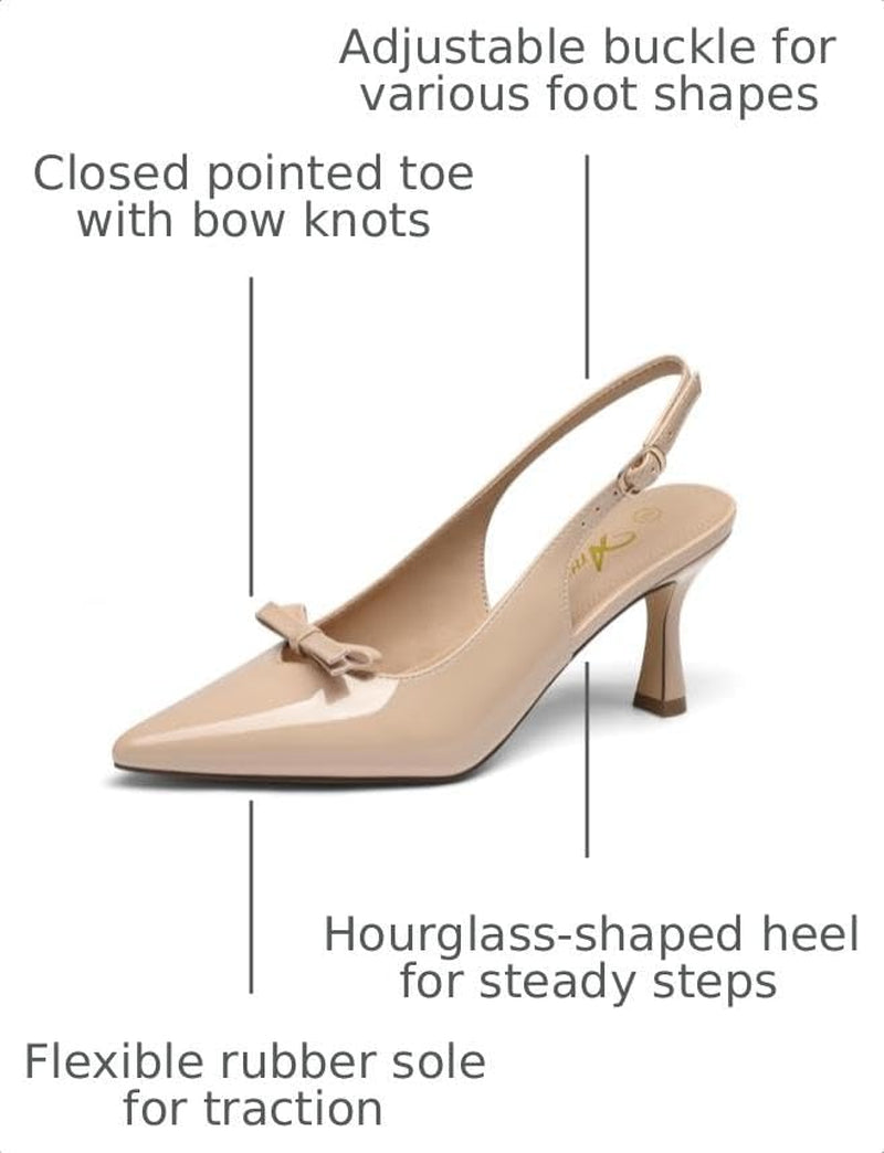 Women'S Closed Toe Heels Slingback Pumps Dress Shoes