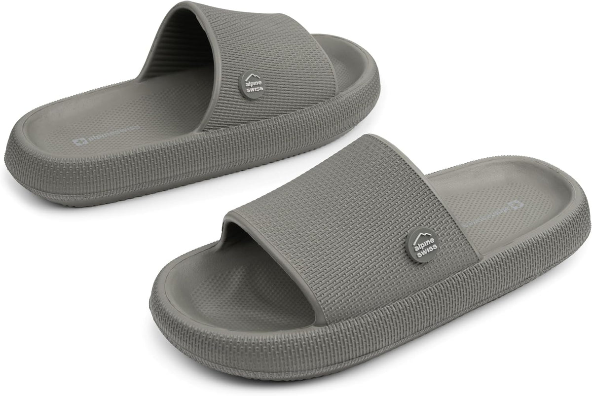Omar Mens Slides Pillow Slippers for Men Ultra Cushioned Cloud Slides Waterproof Lightweight Sandals Quick Drying Non Slip Shower Shoes