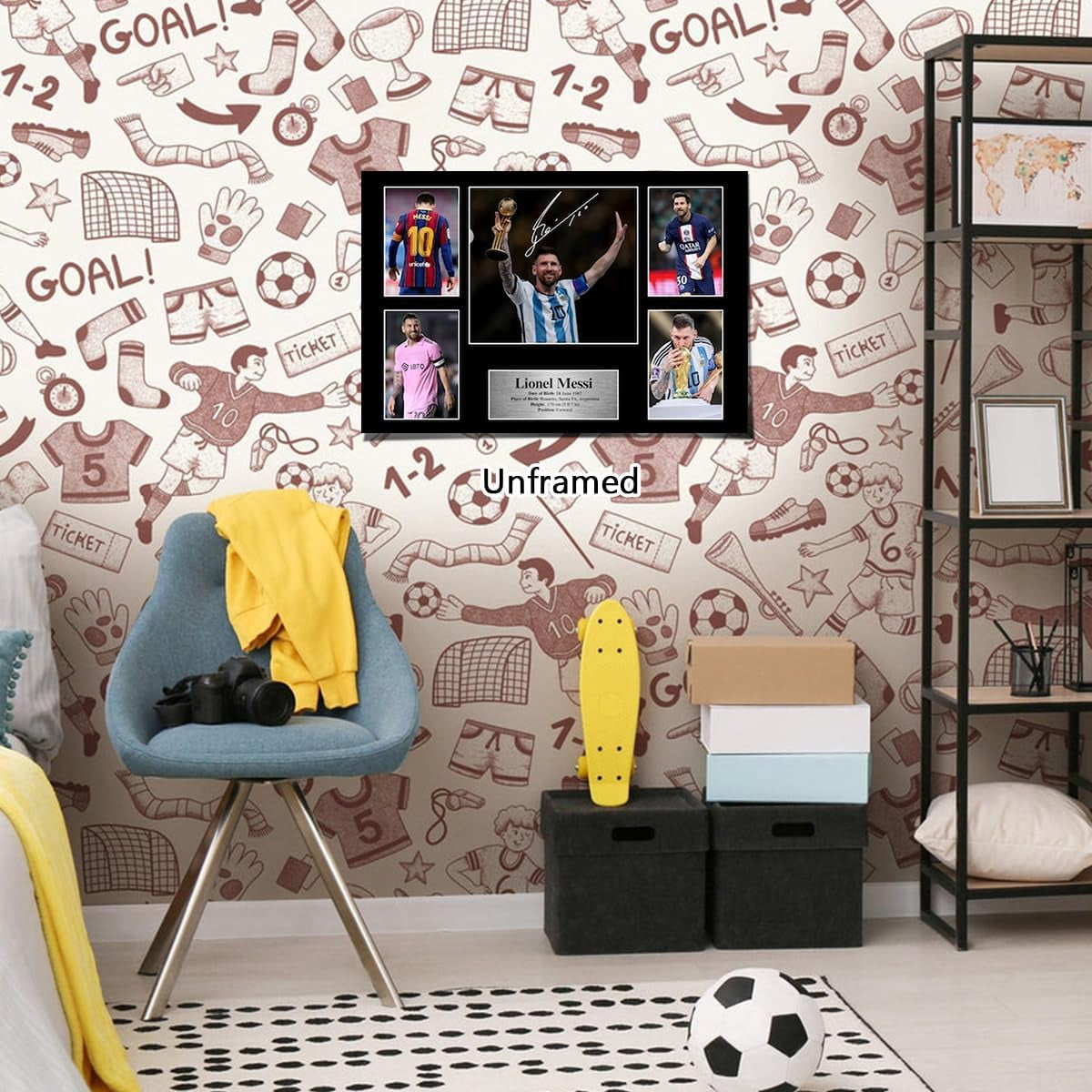 Superstar Messi Signed Poster for Kids Fans Room Bedroom Wall Decor-American Soccer Posters Canvas Art Prints Picture for Teen Boy Birthday Gifts