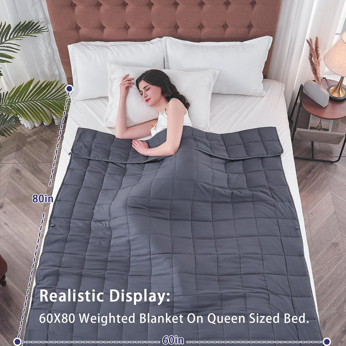 Weighted Blanket for Adults 20Lbs Queen Size, 60" X 80", Grey
