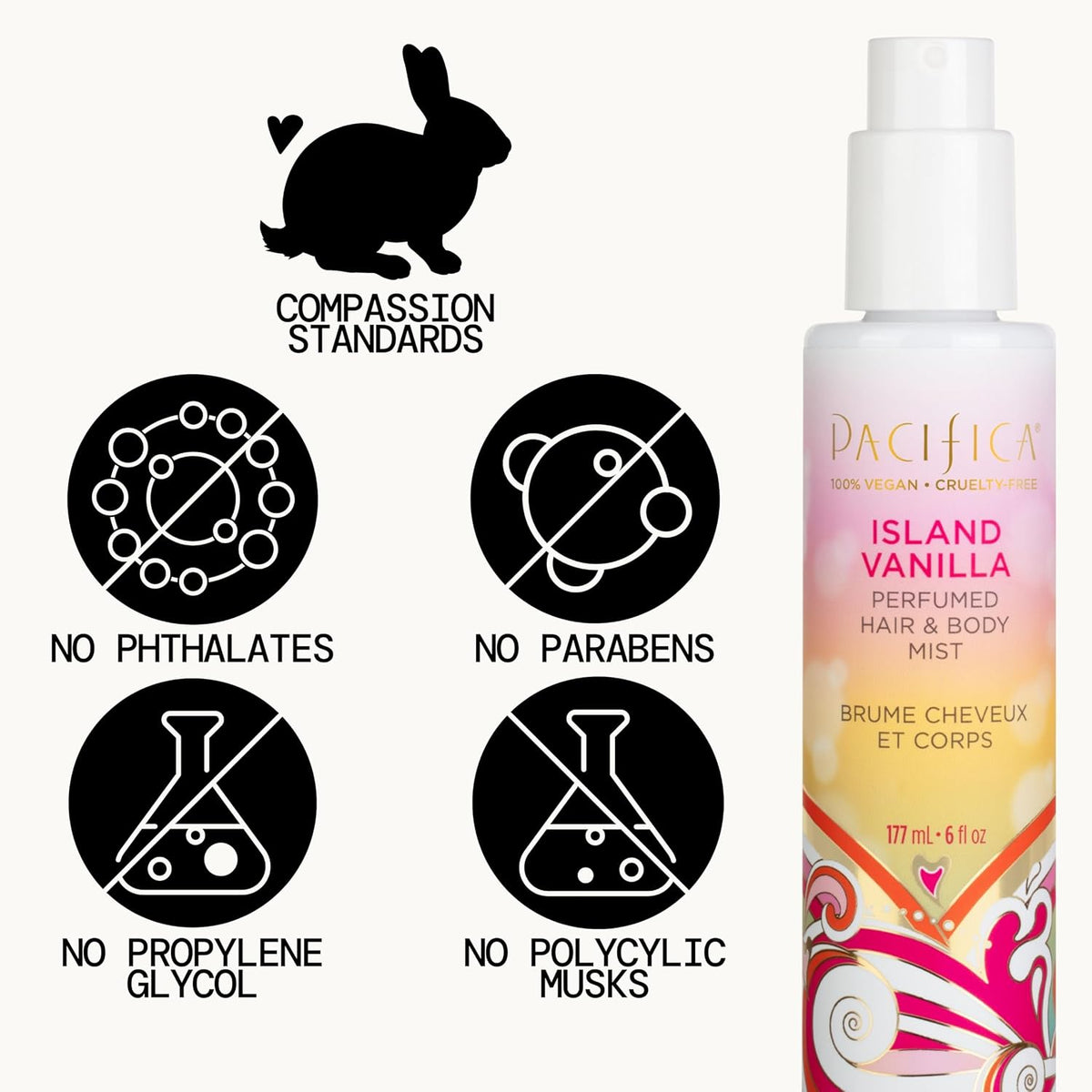 Island Vanilla Hair Mist Perfume and Full Body Spray for Women - Fragrance Spray for a Mood-Lifting Experience, Paraben-Free, Clean Beauty No Alcohol, Vegan & Cruelty-Free, 6 Oz Oz