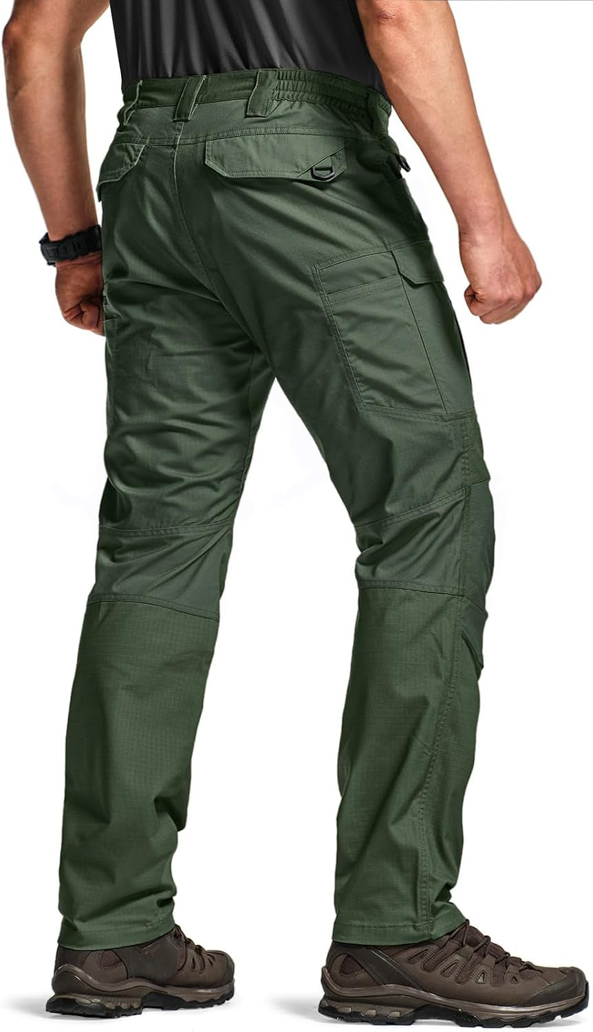 Men'S Flex Stretch Tactical Pants, Water Resistant Ripstop Cargo Pants, Lightweight EDC Outdoor Work Hiking Pants