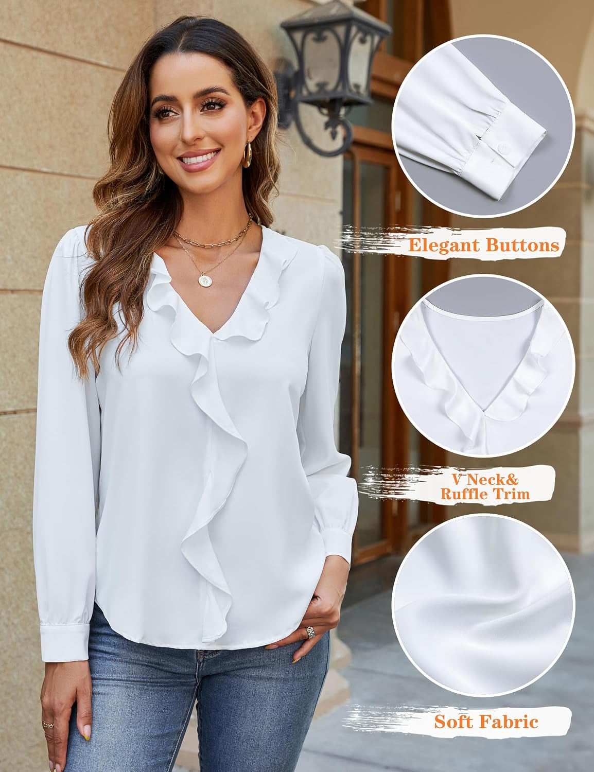 Womens Dressy Casual Blouse Business Long Sleeve Tops