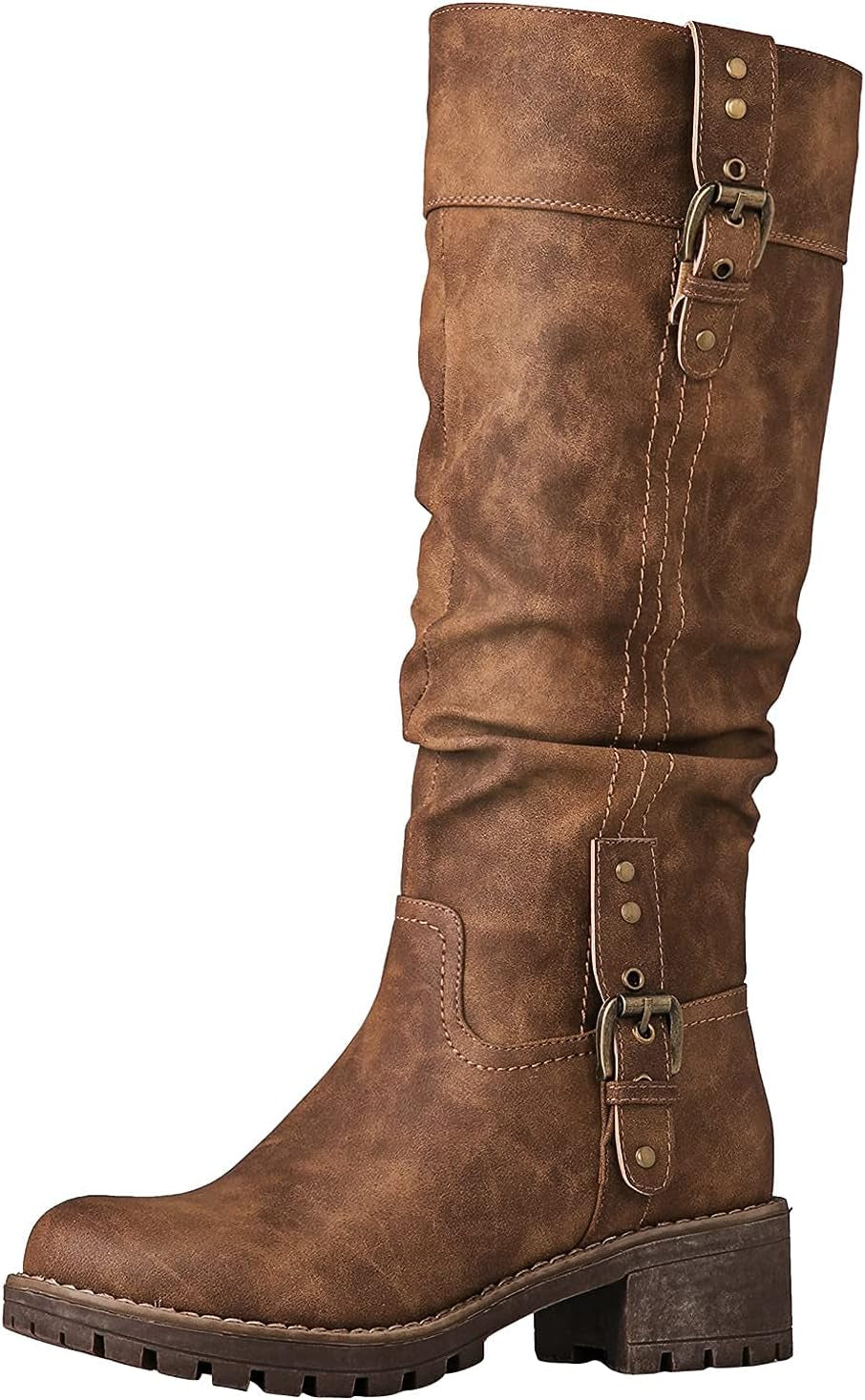 Women’S Knee-High Riding Boots Tall Fashion Boots with Chunky Low Heel & Side Zipper Everyday Wear Casual Boots for Women
