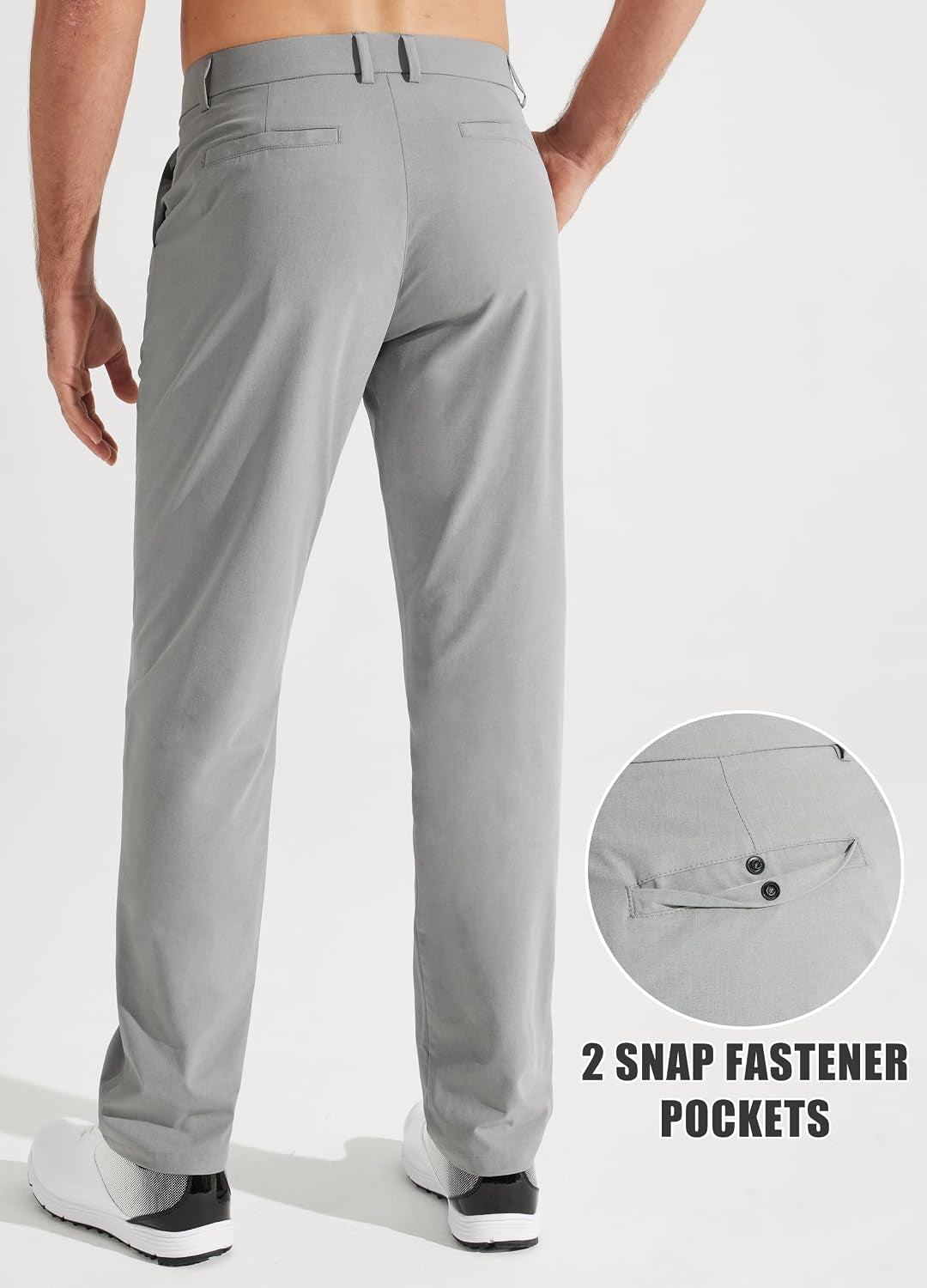 Mens Golf Pants Stretch Work Dress Pants 30"/32"/34" Quick Dry Lightweight Casual Comfy Trousers with Pockets