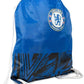 Chelsea Football Club Official Drawstring Gym Bag, Blue and Black Fusion Pattern, Nylon Sports Bag with Team Crest, 45 X 45 X 35 Cm