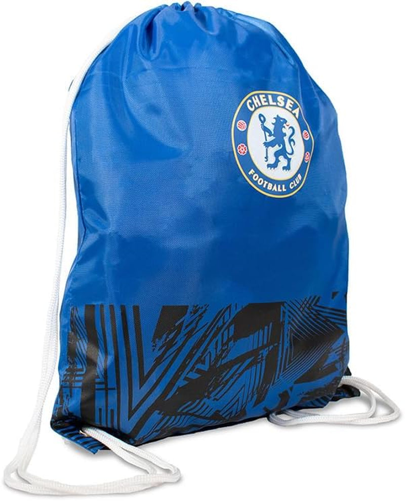 Chelsea Football Club Official Drawstring Gym Bag, Blue and Black Fusion Pattern, Nylon Sports Bag with Team Crest, 45 X 45 X 35 Cm