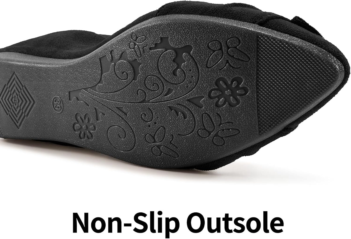 Comfortable Dressy Flats for Women: Cushioned Insole & Lightweight for All-Day Office Comfort - Slip on & Foldable for Working Professional with Bow